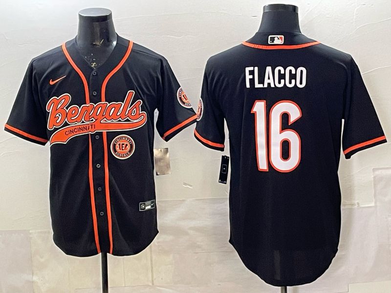 Men Cincinnati Bengals #16 Flacco black Joint Name 2025 Nike Limited NFL Jersey style 7->->